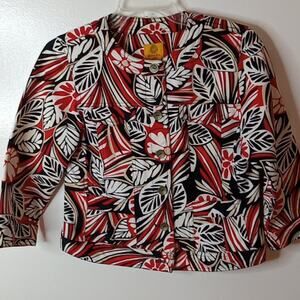 RUBY Rd. Petite Women's Red& Black Denim 6P Jacket. Festival, Office